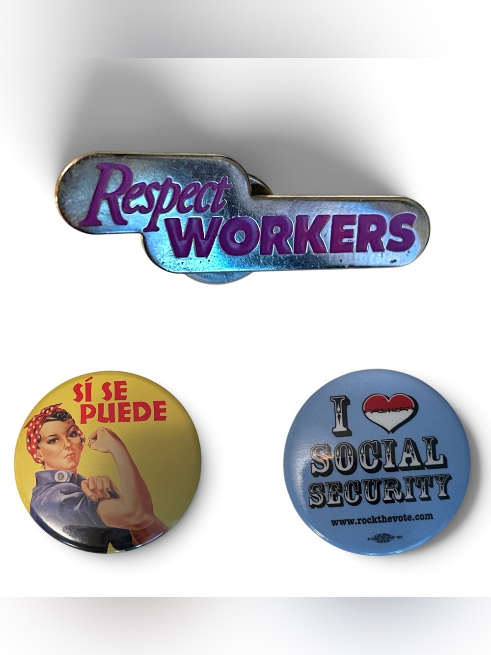 Set of 3 worker justice pins